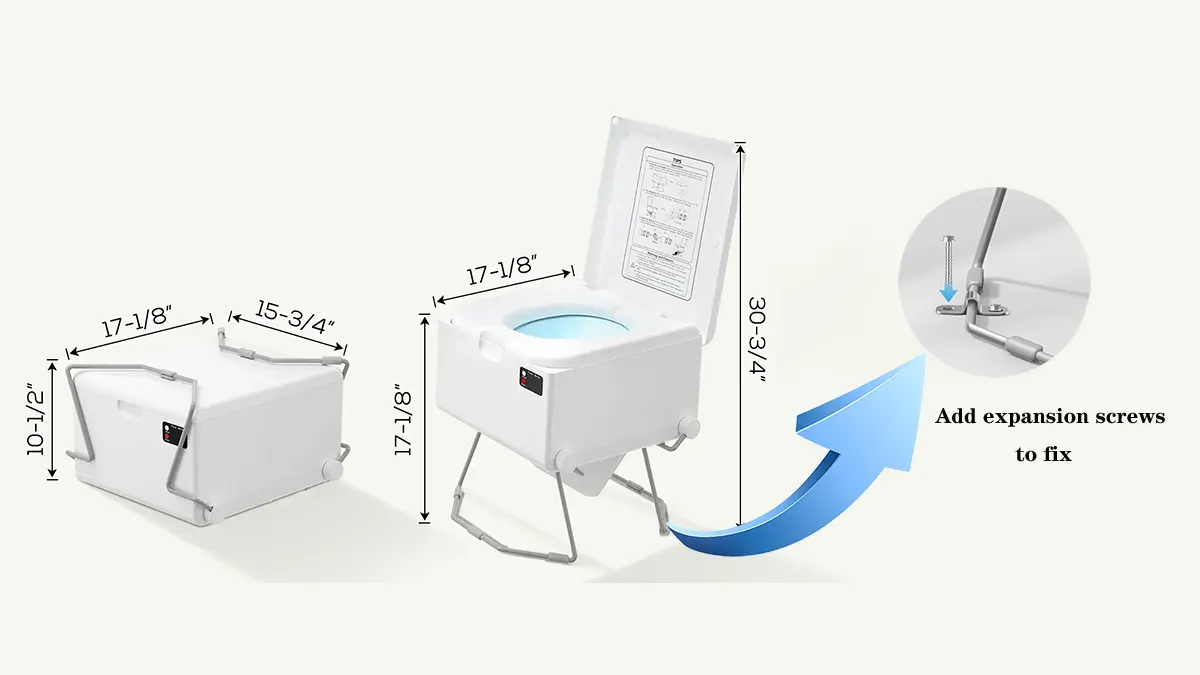 Boat self-contained toilet fixed