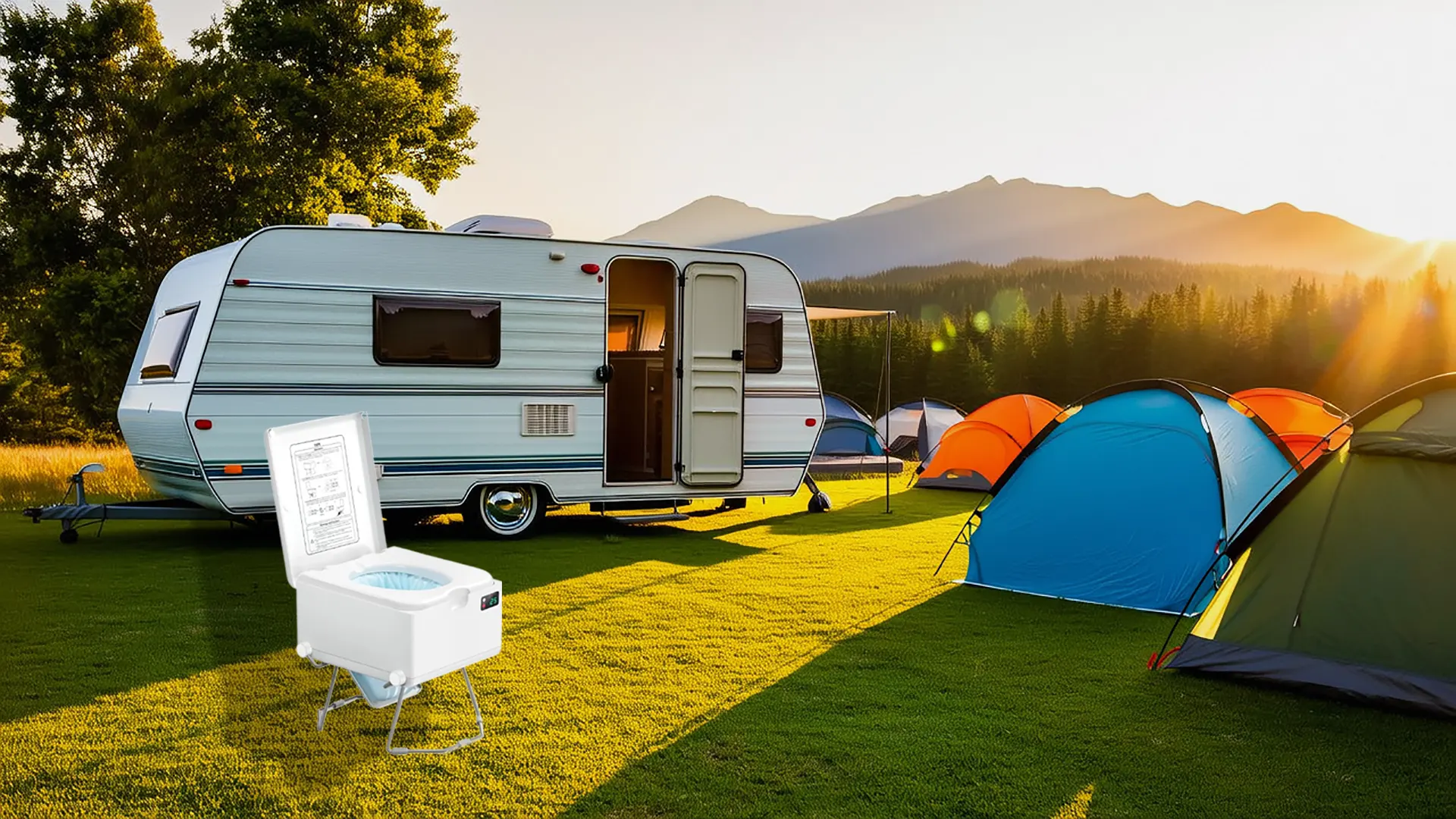 Self contained camper toilet