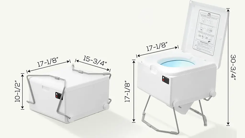 modiwell dry flush toilet dimensions