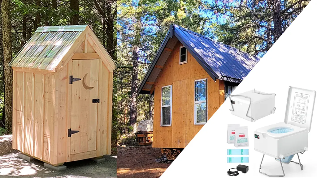 Off-grid cabin shed portable toilet
