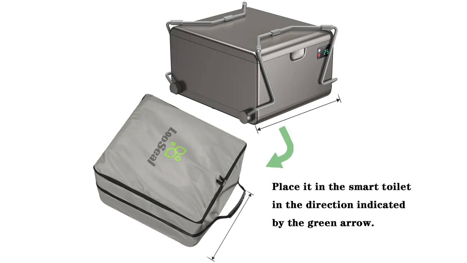 modiwell portable toilet bag & waterproof cover package dimension