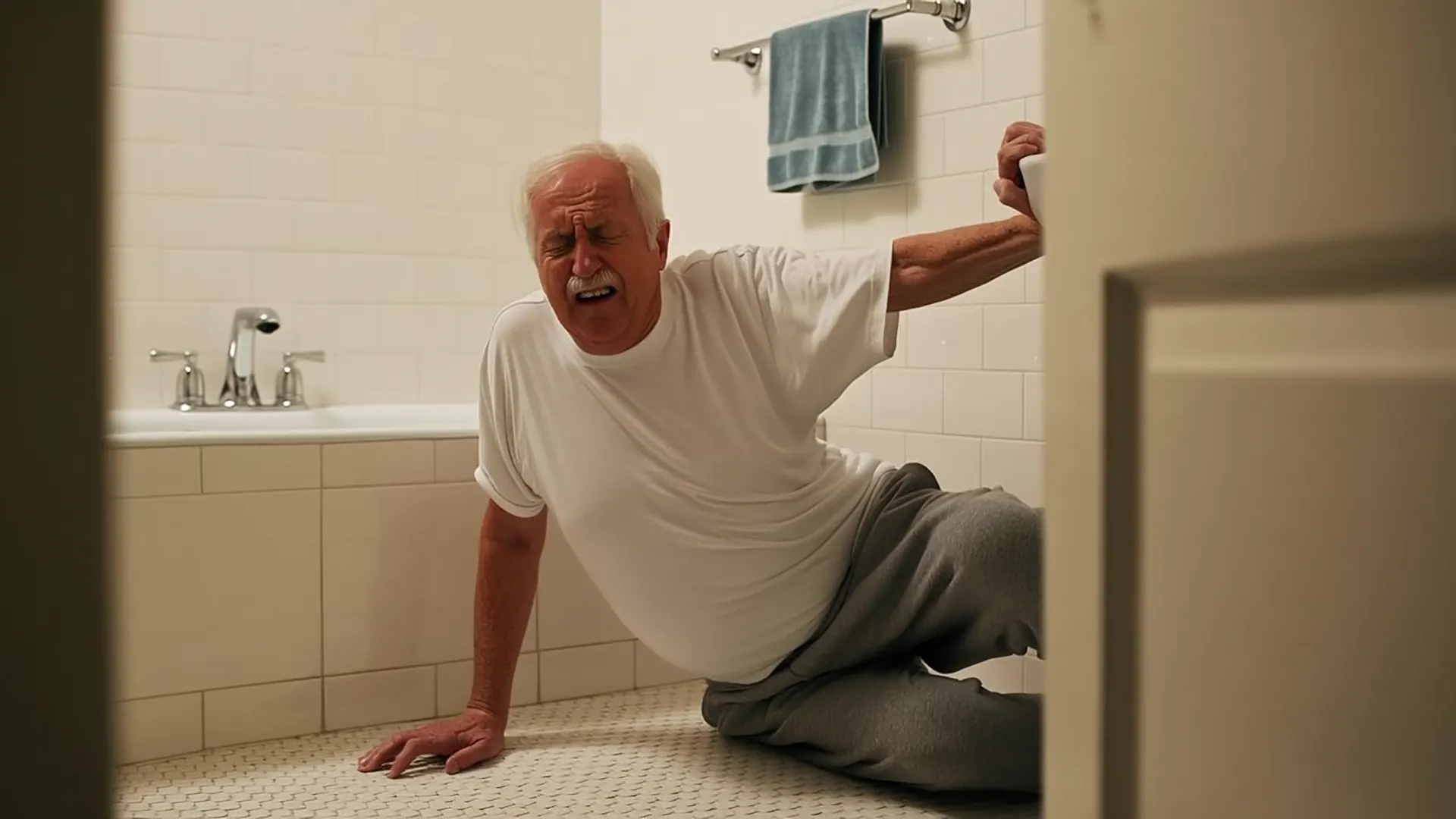 Elderly man fell in bathroom
