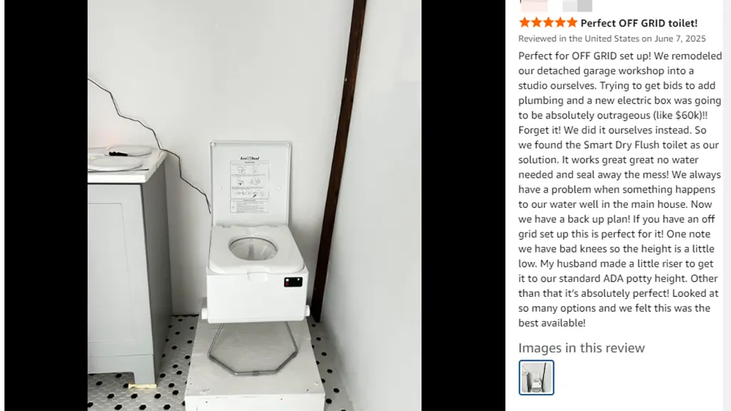 Modiwell dry flush toilet placed behind the driver's seat related comments