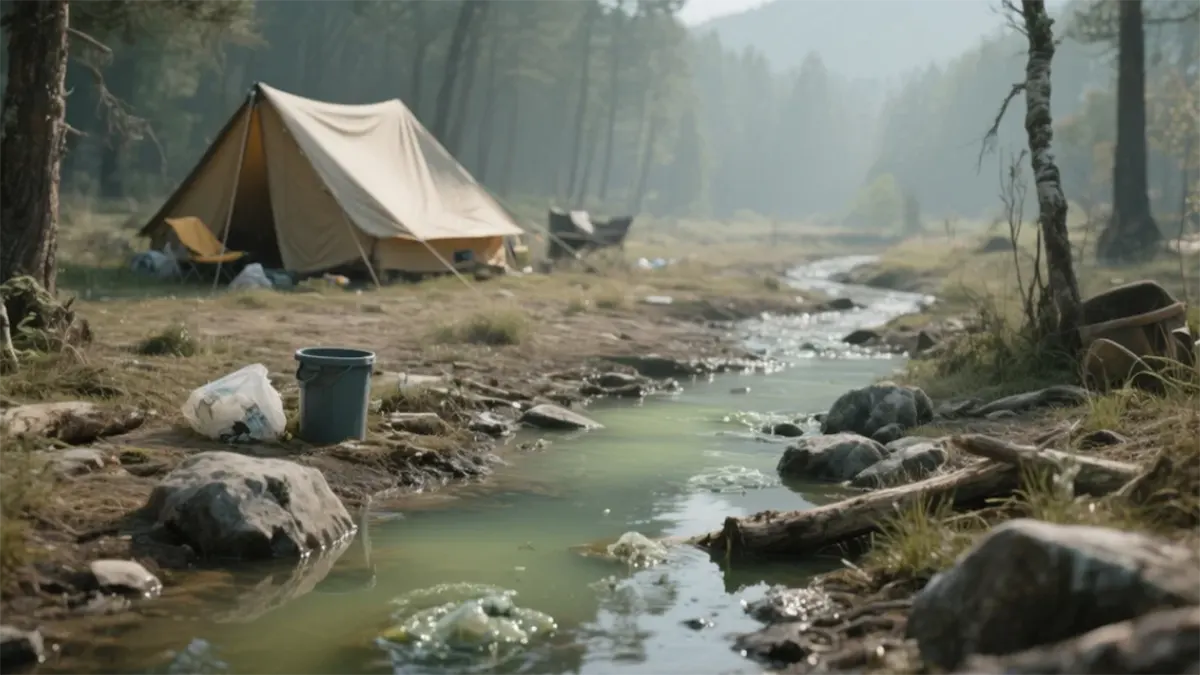 Natural water bodies at campsites are polluted